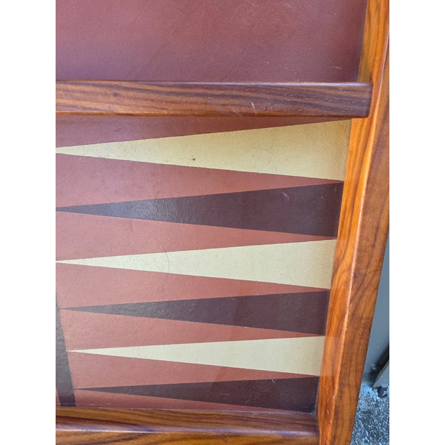 Brown Vintage Gameboard With Leather Gaming Surface For Sale - Image 8 of 10