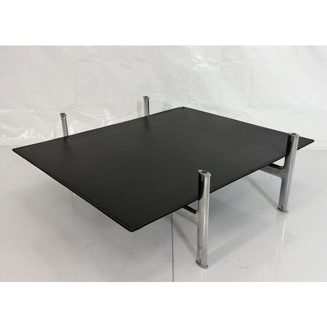 1980s Antonio Citterio for B&b Italia Leather, Aluminum & Glass Coffee Table For Sale - Image 11 of 18