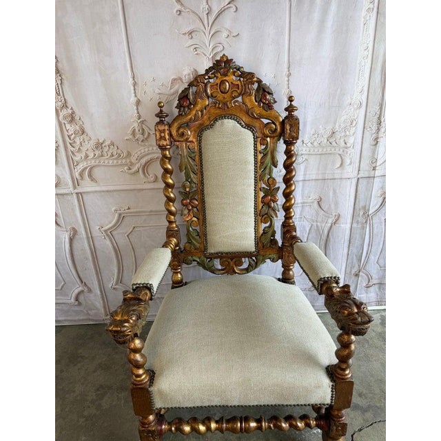 Set of 10 Chairs Italian Renaissance Revival Polychrome Giltwood Dining Chairs For Sale - Image 16 of 18