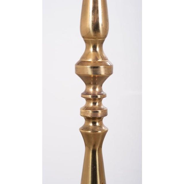 Vintage Danish Brass Floor Lamp with Original Shade, 1960s For Sale - Image 6 of 9