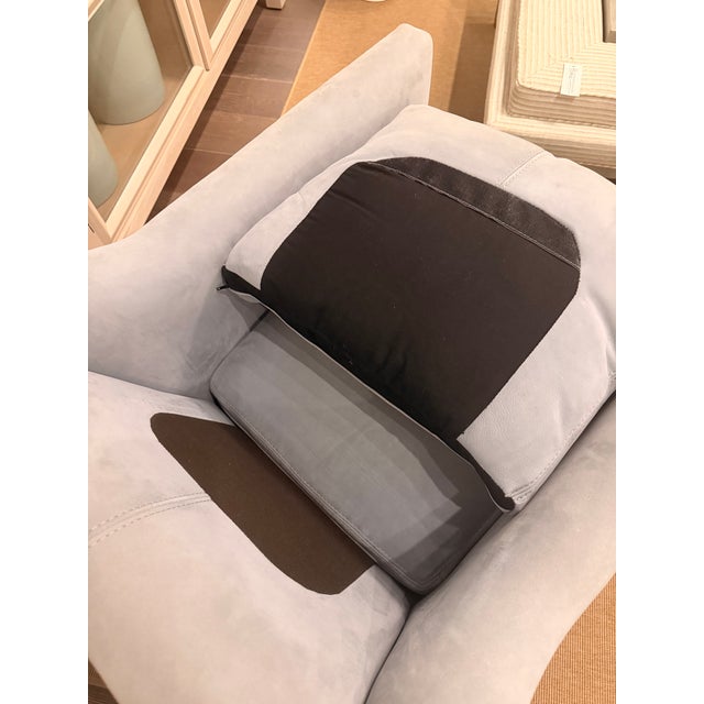 Sky Blue Light Blue Suede Club Chair For Sale - Image 8 of 14