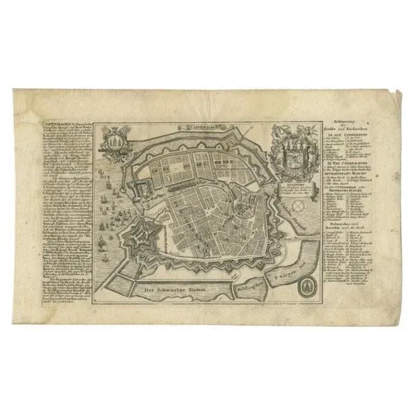 Antique map titled 'Copenhagen'. Original antique map of the city of Copenhagen, Denmark. This map originates from...