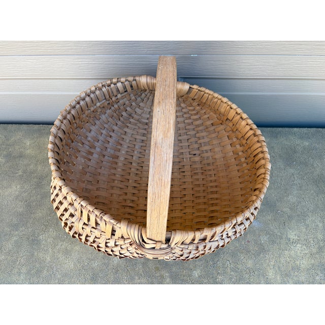 Late 19th Century Late 19th Century American Oak Splint Basket With Bentwood Handle For Sale - Image 5 of 10