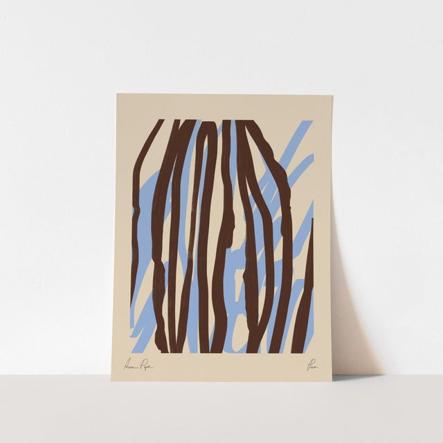Contemporary Brown and Blue Lines Giclee Print For Sale - Image 4 of 4