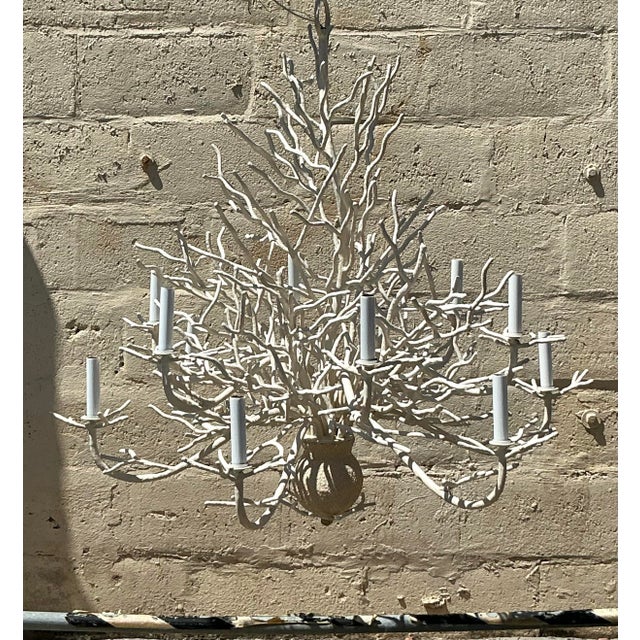 Hollywood Regency Vintage Coastal Coral Branch Chandelier For Sale - Image 3 of 6