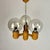 Mid-Century Modern Scandinavian Three-Arm Pendant Light in Pine and Smoked Glass Globes, 1970s For Sale - Image 6 of 7