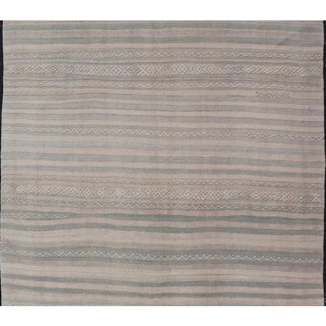 Vintage Turkish Kilim With Striped Flatweave Design in Soft Neutral Tones For Sale In Atlanta - Image 6 of 11