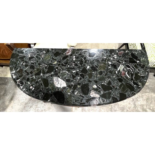 Early 20th Century Early 20th Century Louis XV Style Demi Lune Marquetry Commode With Marble Top For Sale - Image 5 of 12