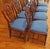 1990s Set of 8 Regency Style Solid Mahogany Fleur-De-Lis Blue Fabric Dining Chairs For Sale - Image 4 of 18
