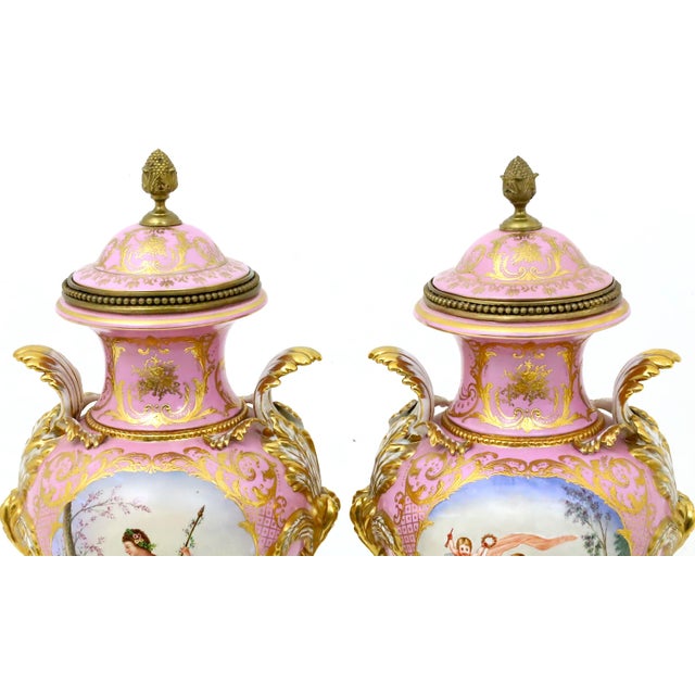 French Impressive 19th Century French Sèvres Style Ormolu Mounted Porcelain Covered Urn For Sale - Image 3 of 14