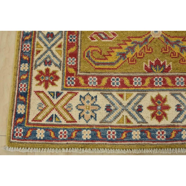 Kazak Runner 2’8” X 9’8” Green Wool Tribal Hand-Knotted Oriental Rug For Sale - Image 11 of 14