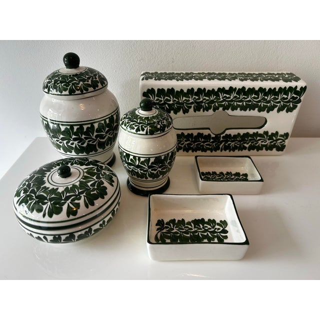 Vintage Mexican Pottery Vanity or Dressing Table Set- 6 Pieces For Sale - Image 9 of 11