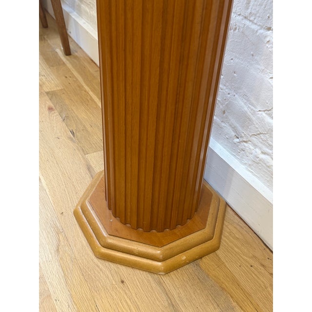 1940s Vintage Wooden Fluted Column Pedestal With Octagonal Detail For Sale - Image 5 of 6