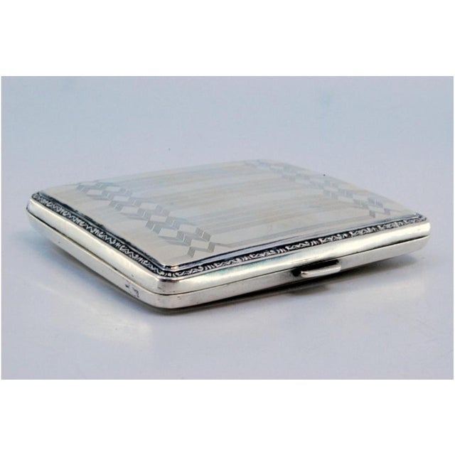 Guilloche Silver Cigarette Case with Geometric Figures For Sale - Image 4 of 8