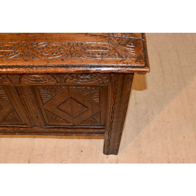 Wood Late 17th-Early 18th Century Carved Blanket Chest For Sale - Image 7 of 11