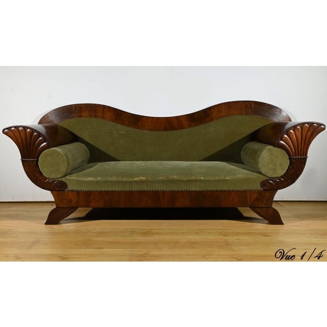Late 19th Century Biedermeier Burl Mahogany Sofa For Sale - Image 4 of 18