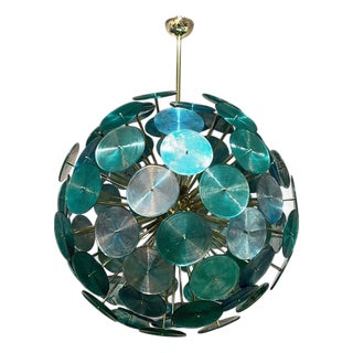 Sputnik Lamp with Metallic Blue Murano Glass Discs, 1950s For Sale