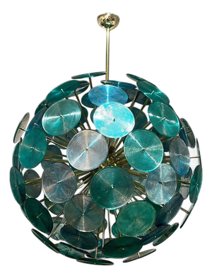 Sputnik Lamp with Metallic Blue Murano Glass Discs, 1950s