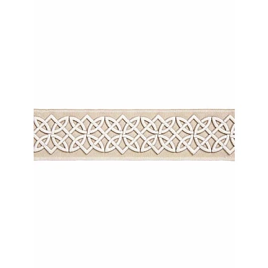 Transitional Scalamandre Celtic Embroidered Tape, Linen Fabric For Sale - Image 3 of 3