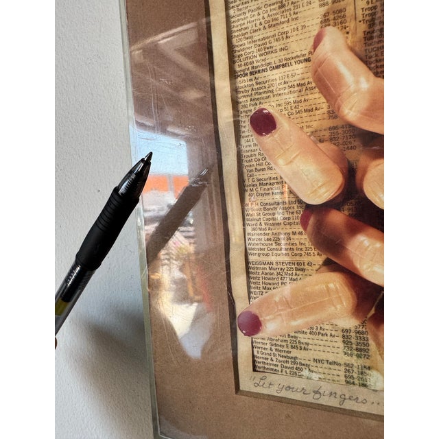 1987 Vintage Collage “Let Your Fingers” Wall Art Painting by Polizzotto – Framed For Sale - Image 9 of 12