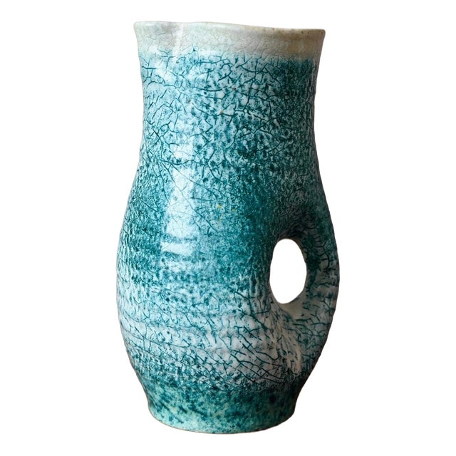 Accolay Ceramic Pitcher in Crackled Glazed Stoneware, 1950s For Sale