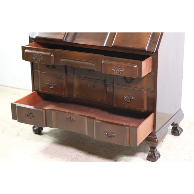 Wood Colonial Mfg. Co. Block Front Mahogany Secretary Desk For Sale - Image 7 of 12