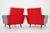 Red Set of Leatherette and Red Fabric Armchairs, Czechoslovakia, 1970s For Sale - Image 8 of 15