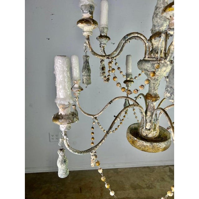 Distressed Twelve Light Chandelier by Melissa Levinson, Wood & Iron For Sale - Image 16 of 17