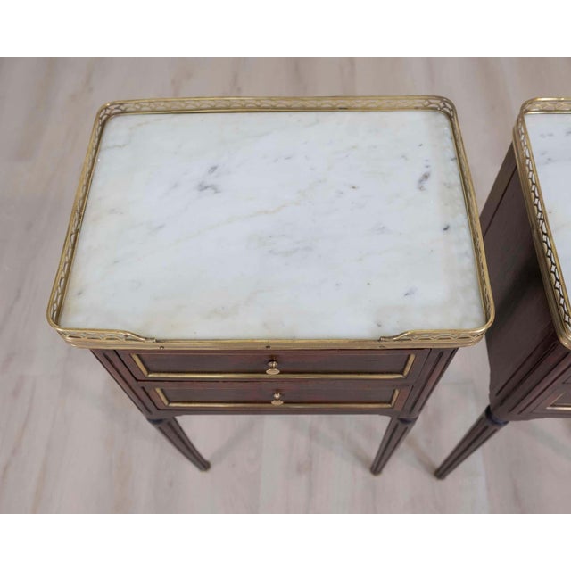 Pair of French 20th Century Louis XVI Style Bedside Tables For Sale - Image 9 of 12