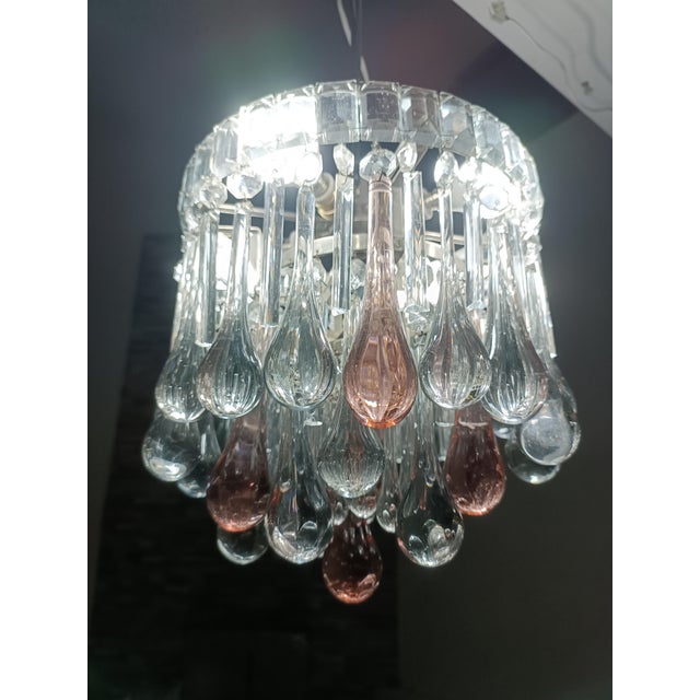 Metal Murano Glass Teardrop Chandelier, 1960s For Sale - Image 7 of 10