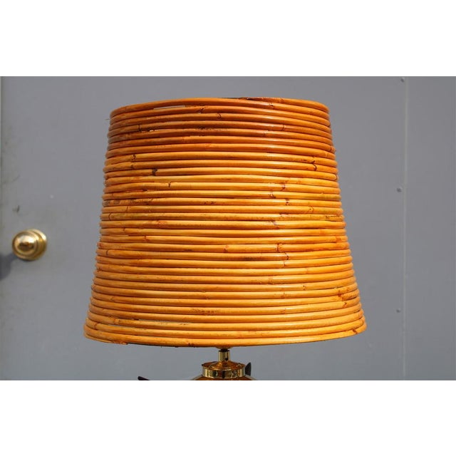 Italian Table Lamps in Brass, Metal & Bamboo, 1950s, Set of 2 For Sale - Image 12 of 17