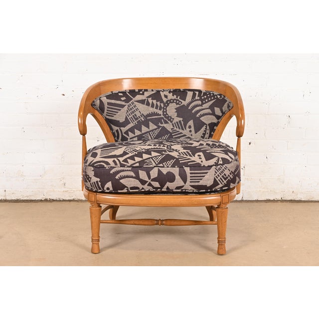 An exceptional Mid-Century Modern club chair or lounge chair By Tomlinson USA, 1960 Sculpted walnut frame, with...