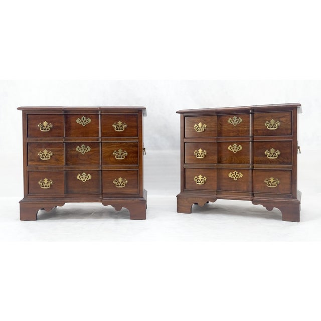 Pair of Solid Cherry 3 Drawers Block Front Nightstands End Tables Stands MIINT For Sale - Image 12 of 18