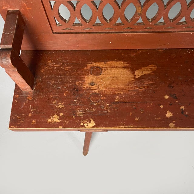 Art Deco Italian Bench in Red Wood, 1930s For Sale - Image 9 of 18