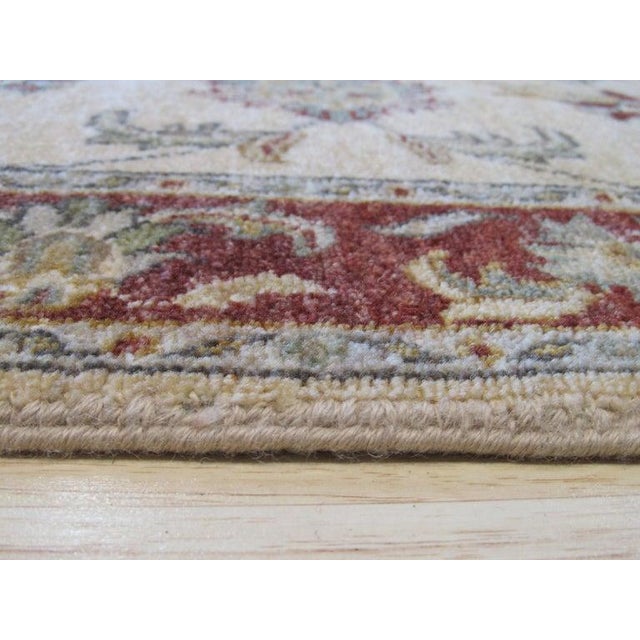 Contemporary Area Size Ivory Hand-Knotted Wool Floral Symmetry Motif Traditional Carpet Rug For Sale - Image 3 of 4