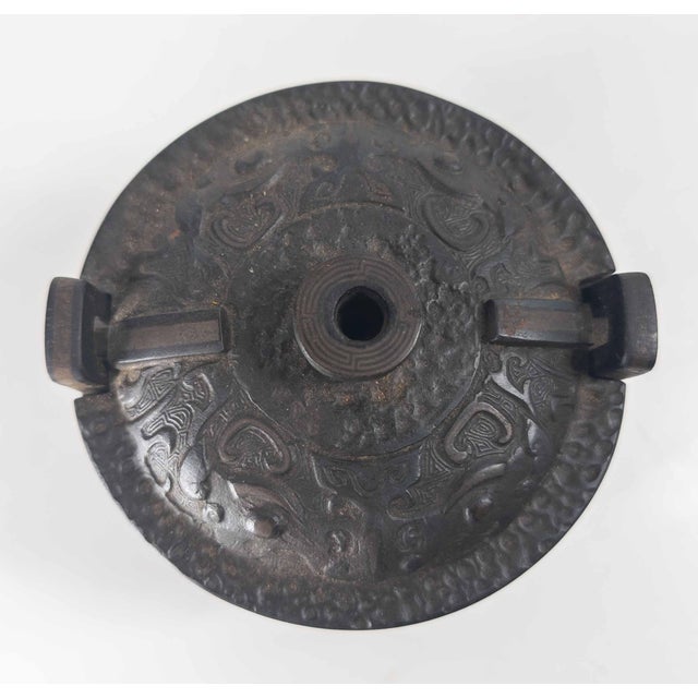17-19th Century Chinese Cast Iron Censer With Bronze Inlay For Sale In New York - Image 6 of 14