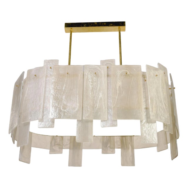 New Italian Large Oval Murano Glass Plaques Chandelier For Sale