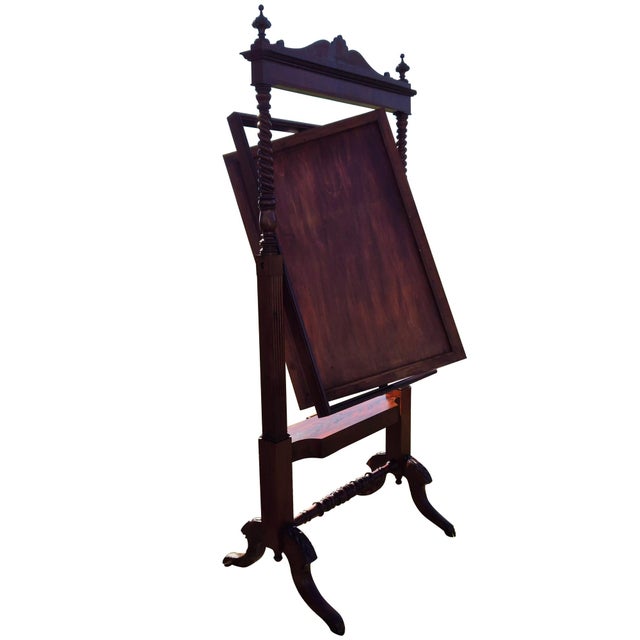 Antique Tilting Floor Mirror in Mahogany with Beveled Glass, 1870 For Sale - Image 9 of 18