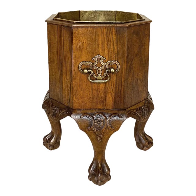 Antique English Walnut Chippendale Tea Warmer ~ Jardiniere For Sale