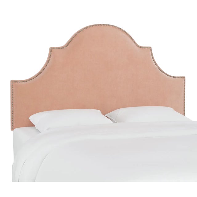Halsted Headboard in Pink Champagne Luxe Velvet, California King For Sale