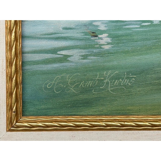 Swans on a River with Wild Flowers in the English Countryside by British Artist 1980 Circa For Sale - Image 4 of 18