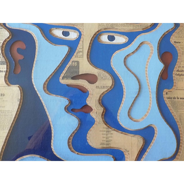 Paper Original Vintage Kostas Alex 1975 Signed, Titled, Dated & Framed Modern Absurdist "Man of the World" Mixed Media Collage For Sale - Image 7 of 12