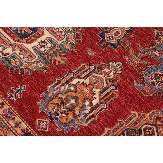 Bohemian Super Kazak Red/Ivory Wool Rug - 8'10'' X 12'7'' For Sale - Image 4 of 10