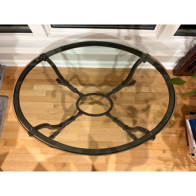 Vintage French Style Wrought Iron and Glass Coffee Table For Sale - Image 9 of 13