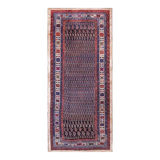 Jaw-Dropping Allover Design With Linear Rows of Boteh on Black Background Color Antique Persian Paisley Gallery For Sale