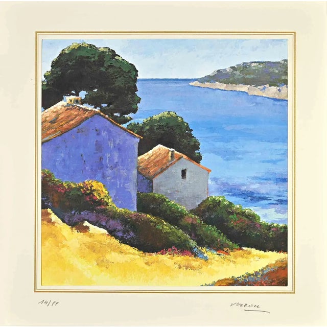 After Nicholas Verrall, The Houses on the Lake, Lithograph, Late 20th Century For Sale