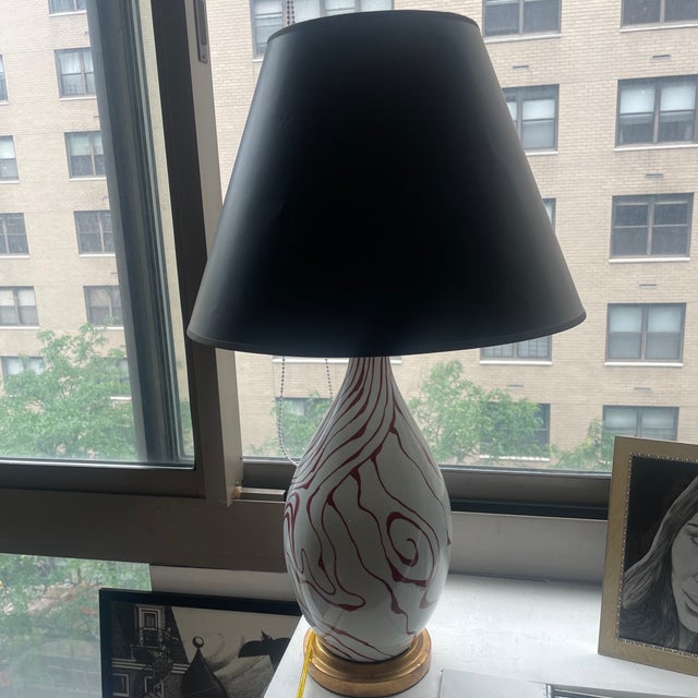 Bunny Williams Red Marbleized Lamp For Sale - Image 9 of 9