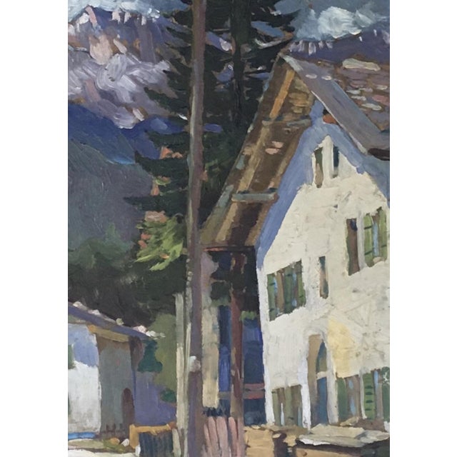W. Scherer, Village dans les Alpes, Oil on Cardboard, Framed For Sale - Image 5 of 10