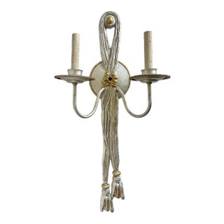 Vintage Originals 22 Silver and Gold Tassel Double Wall Sconce For Sale