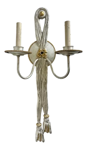 Vintage Originals 22 Silver and Gold Tassel Double Wall Sconce